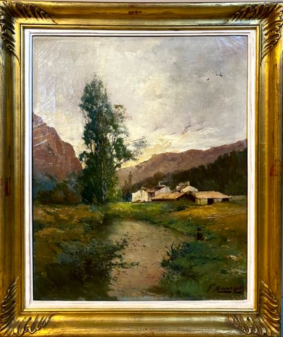 MODERN SCHOOL 
Farm by the River, 86
Oil...