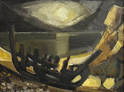 COLSON Guy (XX) 
Boat wreck in the moonlight
Oil...