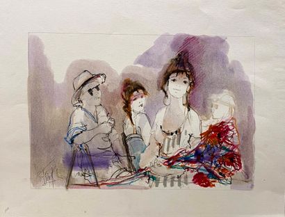 FRANCK L. (né en 1944)
la marchande de fleurs...