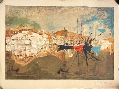 ECOLE MODERNE 
Le port 
Lithographie en couleurs,...