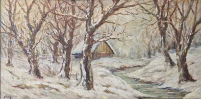 MODERN SCHOOL
Snowy Landscape
Oil on panel,...