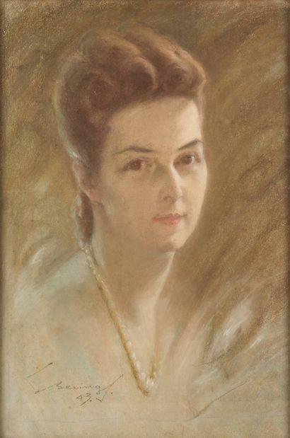 BERINGS Louis, 1888-1966, 
Brune au colliers...
