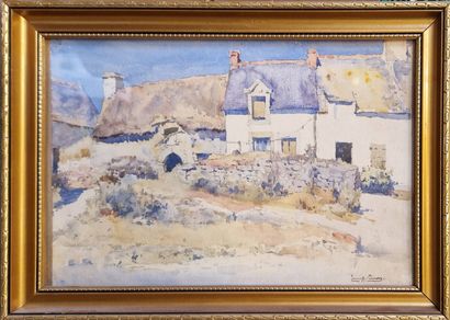 SIMON Emile (1890-1976)
Ferme au soleil
aquarelle,...