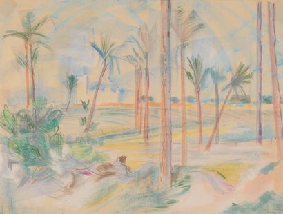JUPILLE Raymond, 1913-1997,
Plage aux palmiers,...