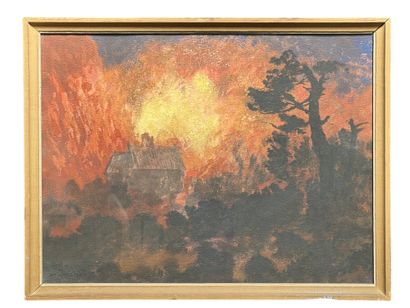 JEANÉS Sigismond(1862-1952) 
Paysage ardent
Gouache...