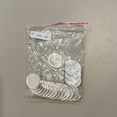 Ensemble de pièces en argent (835) de 5 Francs...