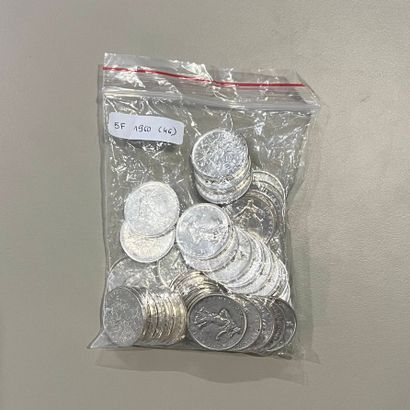 Ensemble de pièces en argent (835) de 5 Francs...