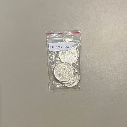 Ensemble de pièces en argent (835) de 5 Francs...