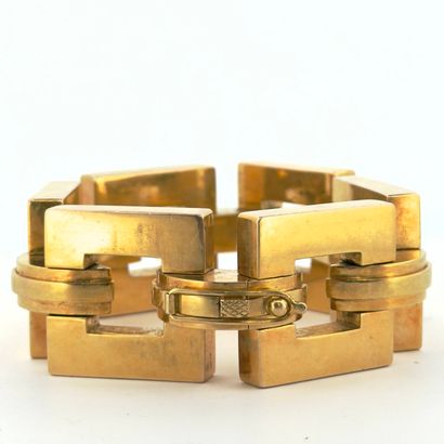 Important bracelet tank en or jaune 18K (750)...
