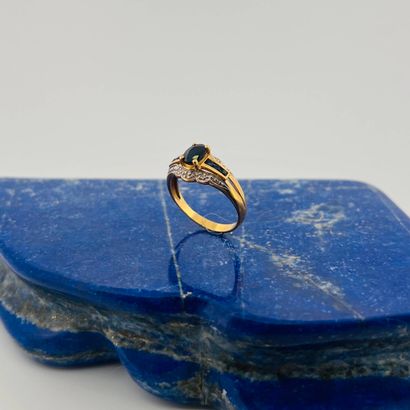 Bague jonc deux tons d'or 18K (750) sertie...