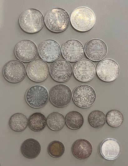 Lot pièces argent (900) et (835)
- 5 Francs...
