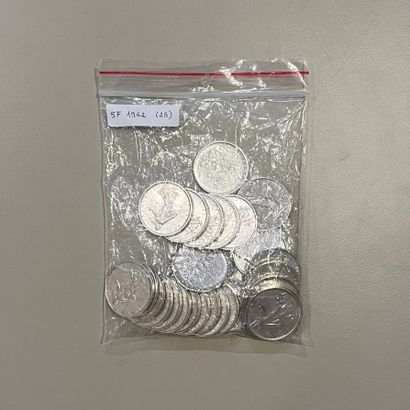 Ensemble de pièces en argent (835) de 5 Francs...