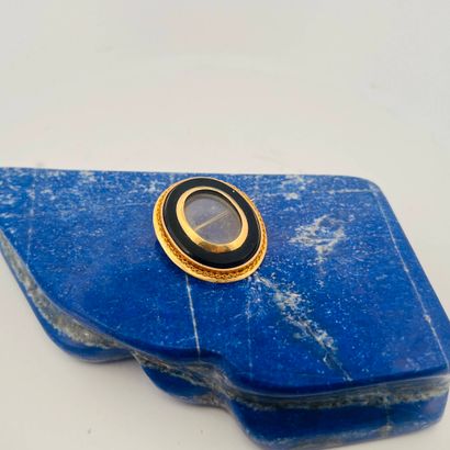 Broche de deuil ovale en or jaune 18K (750)...