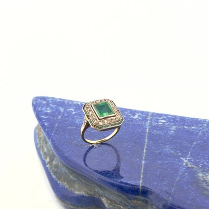 Bague en or 18K (750) et platine (850) ,...