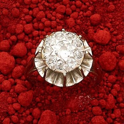 Bague en or gris 18K (750e) et platine, composée...