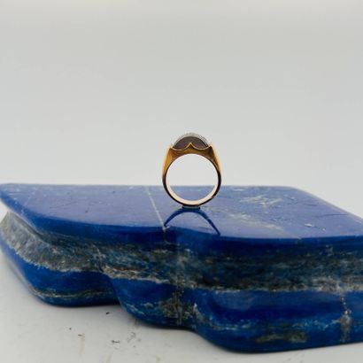 Bague tank en or jaune 18K (750) et platine...
