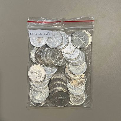 Ensemble de pièces en argent (835) de 5 Francs...