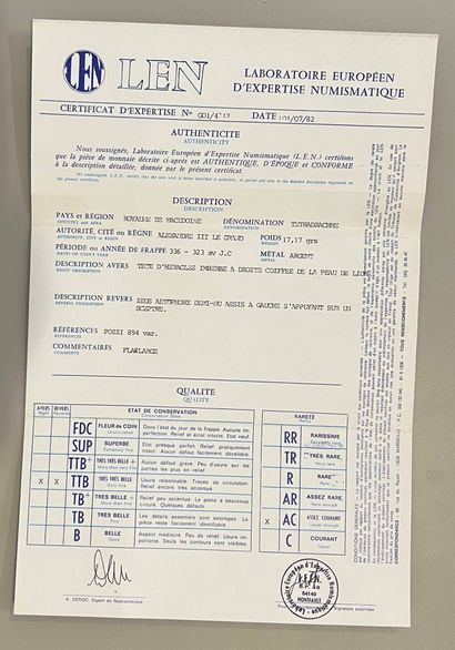 ROYAUME DE MACEDOINE 
Tétradrachme d'argent...
