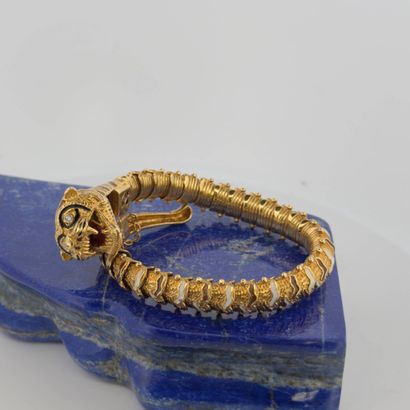 Bracelet articulé en or 14k (585) texturé,...