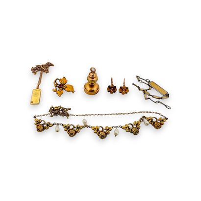 Ensemble de bijoux en or 18K (750) comprenant...