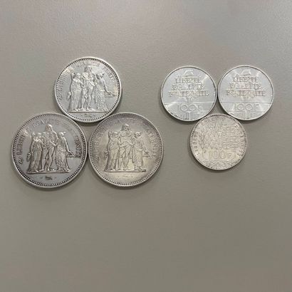 Ensemble de pièces en argent (900) comprenant...
