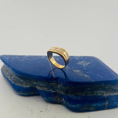 Chevalière d'homme deux tons d'or 18K (750),...