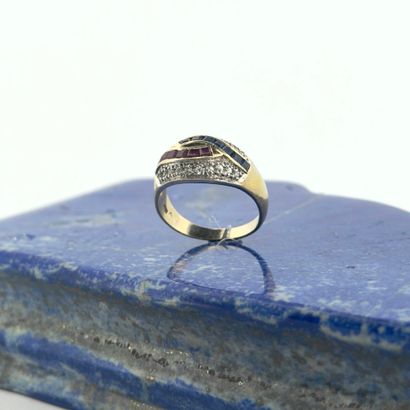 Bague en argent (925) vermeillé sertie de...