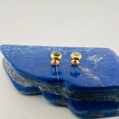 Clous d'oreilles ronds en or jaune 18K (750),...