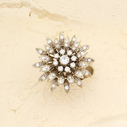 Bague en argent (800e) doublé or 18k (750e)...