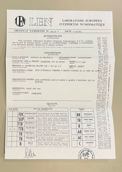 ROYAUME DE MACEDOINE 
Tétradrachme d'argent...