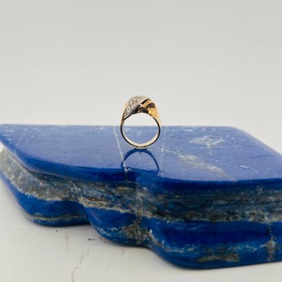 Bague de petit doigt deux tons d'or 14K (585)...