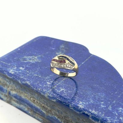 Bague en argent (925) vermeillé sertie de...