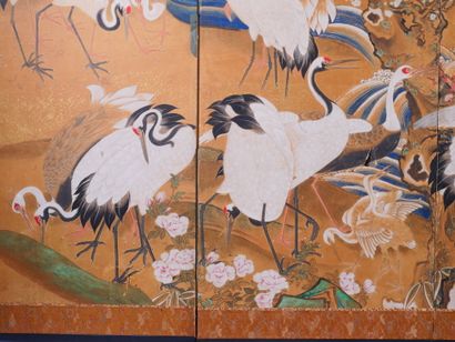 JAPON, époque Meiji
Paravent à quatre feuilles...