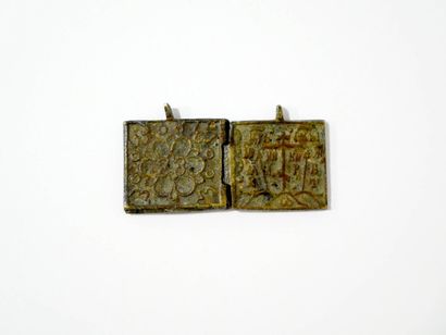 Icône diptyque en bronze de la Mère de Dieu...