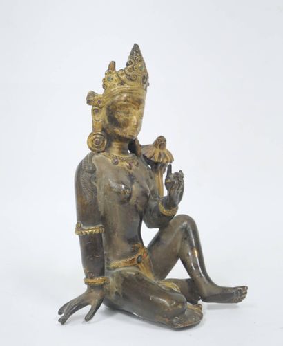 TIBET - XXe siècle
Statuette de Tara en bronze...
