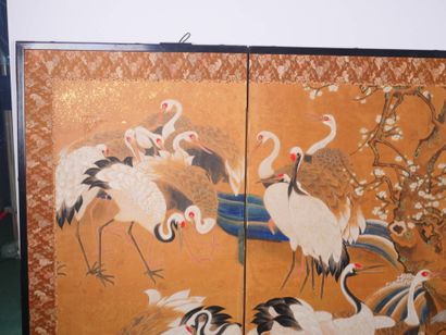 JAPON, époque Meiji
Paravent à quatre feuilles...