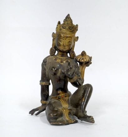 TIBET - XXe siècle
Statuette de Tara en bronze...