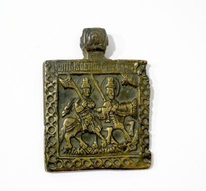 Icône en bronze des saints Boris et Gleb
Russie,...