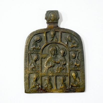 Icône en bronze de la Mère de Dieu de Kazan
Russie,...