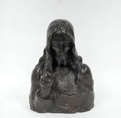 Ecole moderne
Buste du Christ bénissant
Bronze...
