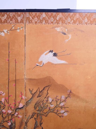 JAPON, époque Meiji
Paravent à quatre feuilles...