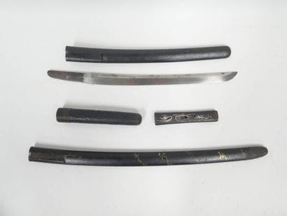 Lot d'éléments d'armes japonaises 
Comprenant...
