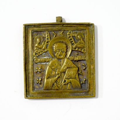 Icône en bronze doré de Saint Nicolas
Russie,...