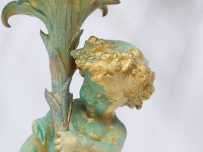 Paire de candélabres en bronze doré figurant...
