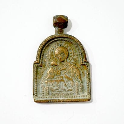 Icône en bronze de la Mère de Dieu de Vladimir
Russie,...