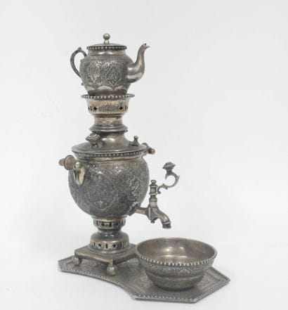 Petit service à samovar en argent, Iran,...
