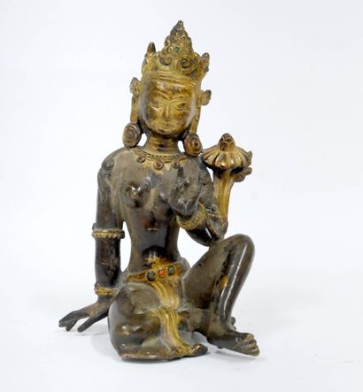 TIBET - XXe siècle
Statuette de Tara en bronze...