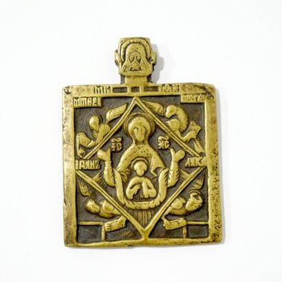 Icône en bronze de la Mère de Dieu du Signe
Russie,...