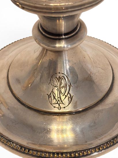 A. COLLIN
Two circular silver-plated candleholder...