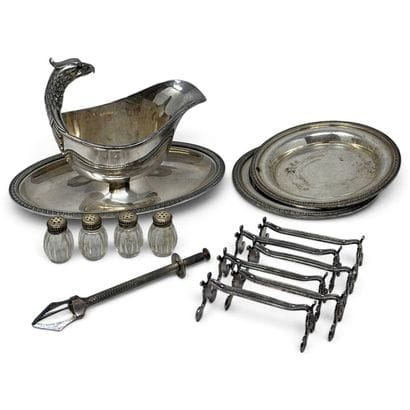 CHRISTOFLE silver plated metal set including:
-...